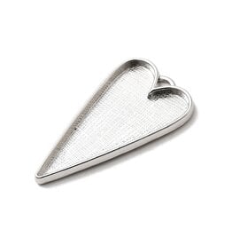 Heart Pendant Cabochon Setting 40mm Antique Silver  NF   x4