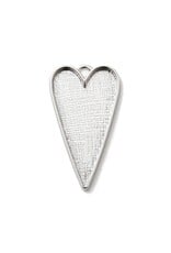 Heart Pendant Cabochon Setting 40mm Antique Silver  NF   x4
