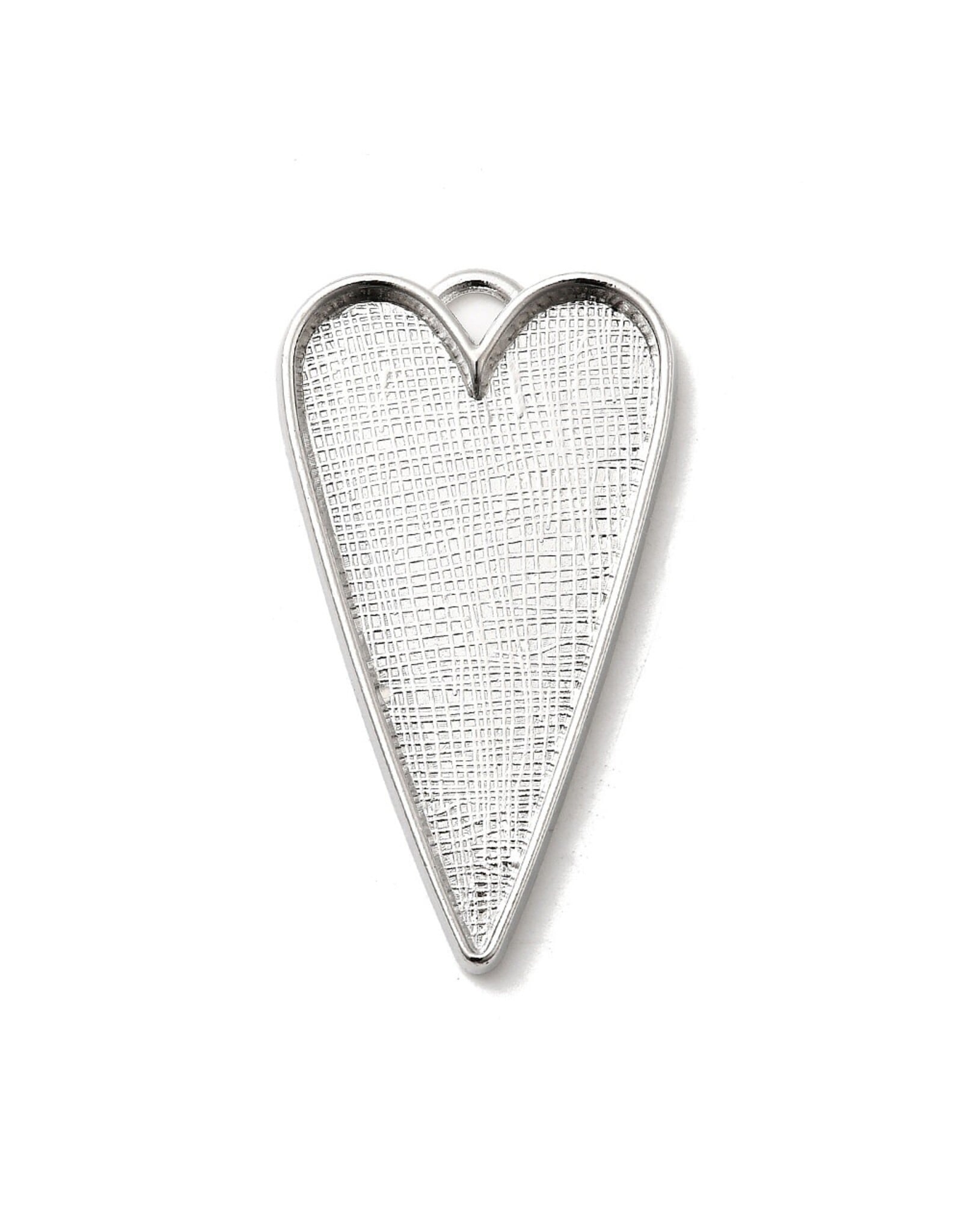 Heart Pendant Cabochon Setting 40mm Antique Silver  NF   x4