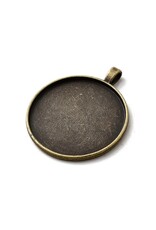 Round Pendant Cabochon Setting 40mm Antique Brass  NF x6