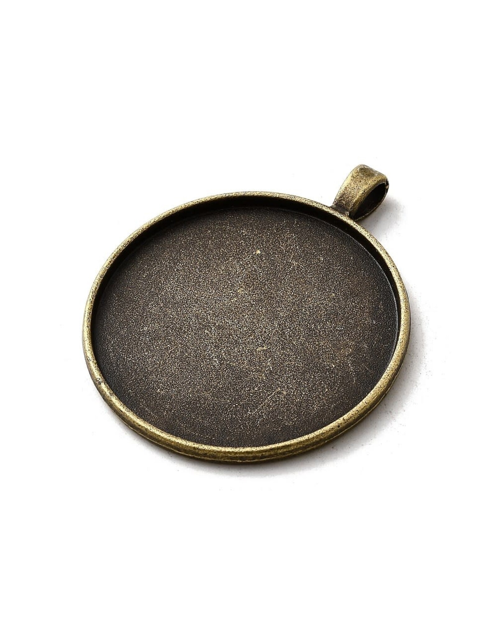 Round Pendant Cabochon Setting 40mm Antique Brass  NF x6