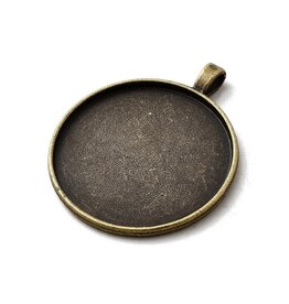 Round Pendant Cabochon Setting 40mm Antique Brass  NF x6