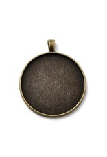 Round Pendant Cabochon Setting 40mm Antique Brass  NF x6