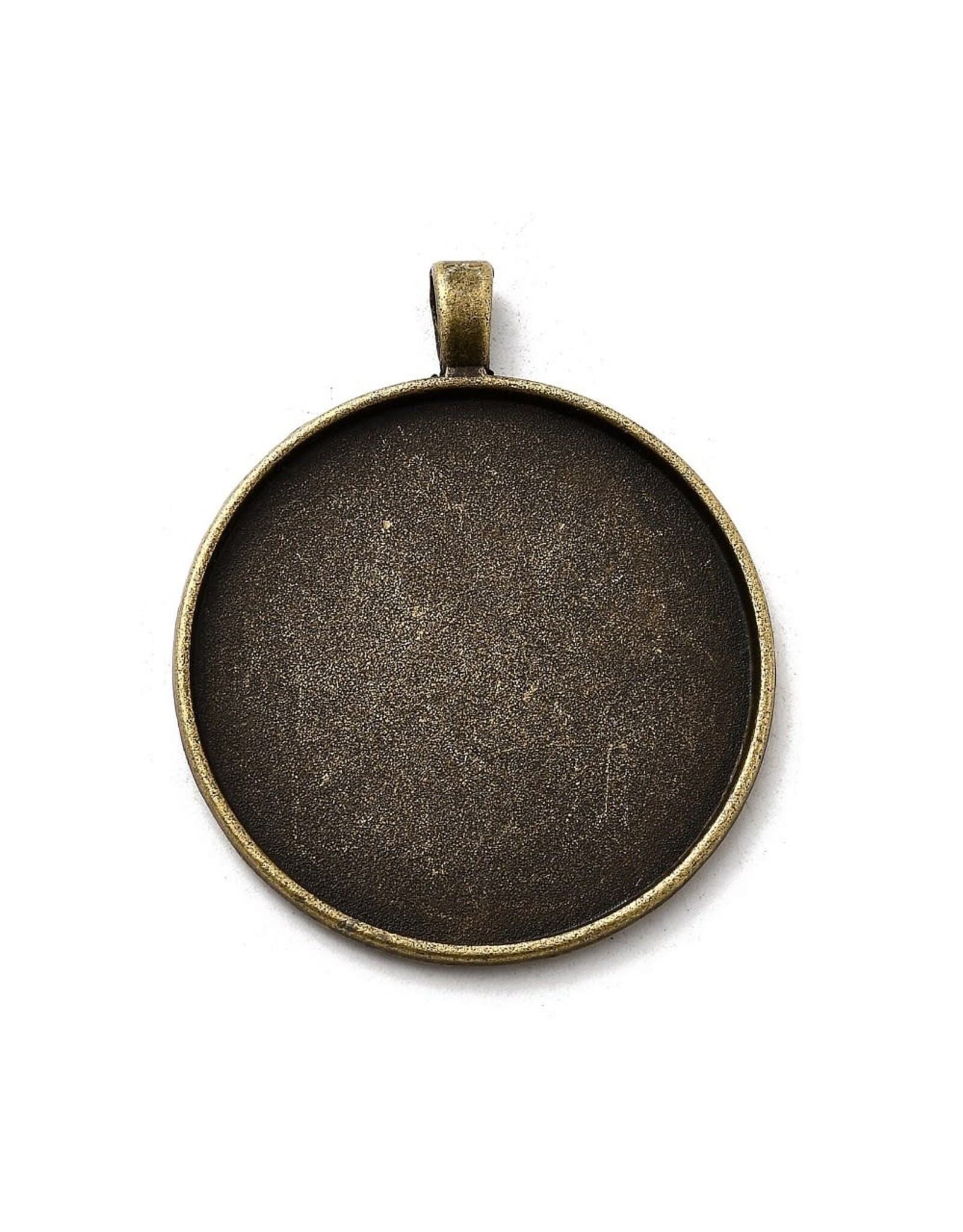 Round Pendant Cabochon Setting 40mm Antique Brass  NF x6