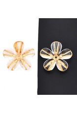 29mm Acrylic Flower Clear with Gold  x12