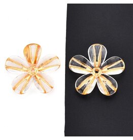 29mm Acrylic Flower Clear with Gold  x12