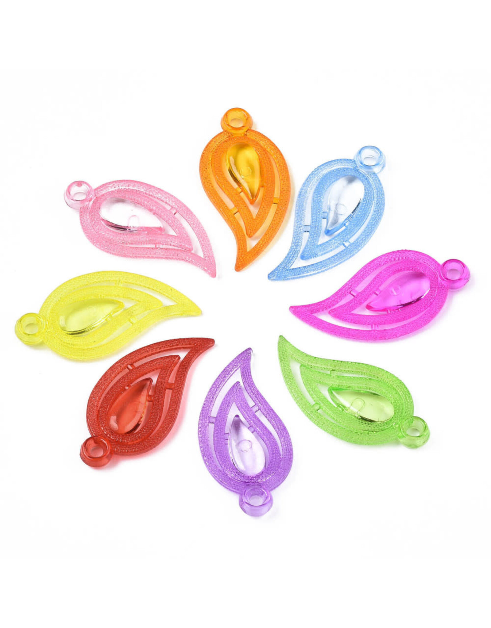 34x17mm Acrylic Leaf Assorted Colours  x30