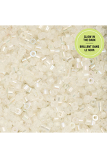 cb1114  11 Cylin Glow In Dark White AB to Green c/l  12g