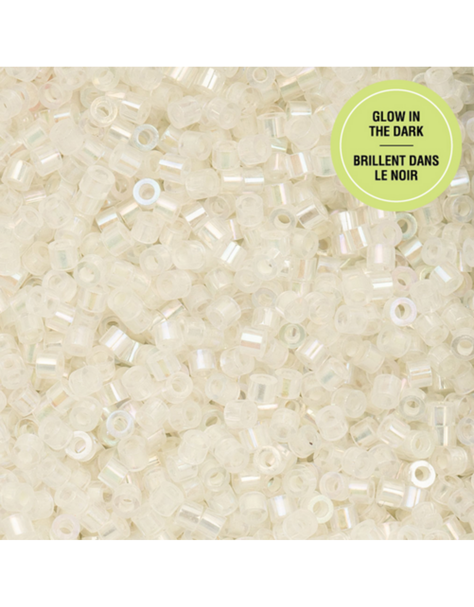 cb1114  11 Cylin Glow In Dark White AB to Green c/l  12g