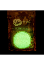 cb1114  11 Cylin Glow In Dark White AB to Green c/l  12g