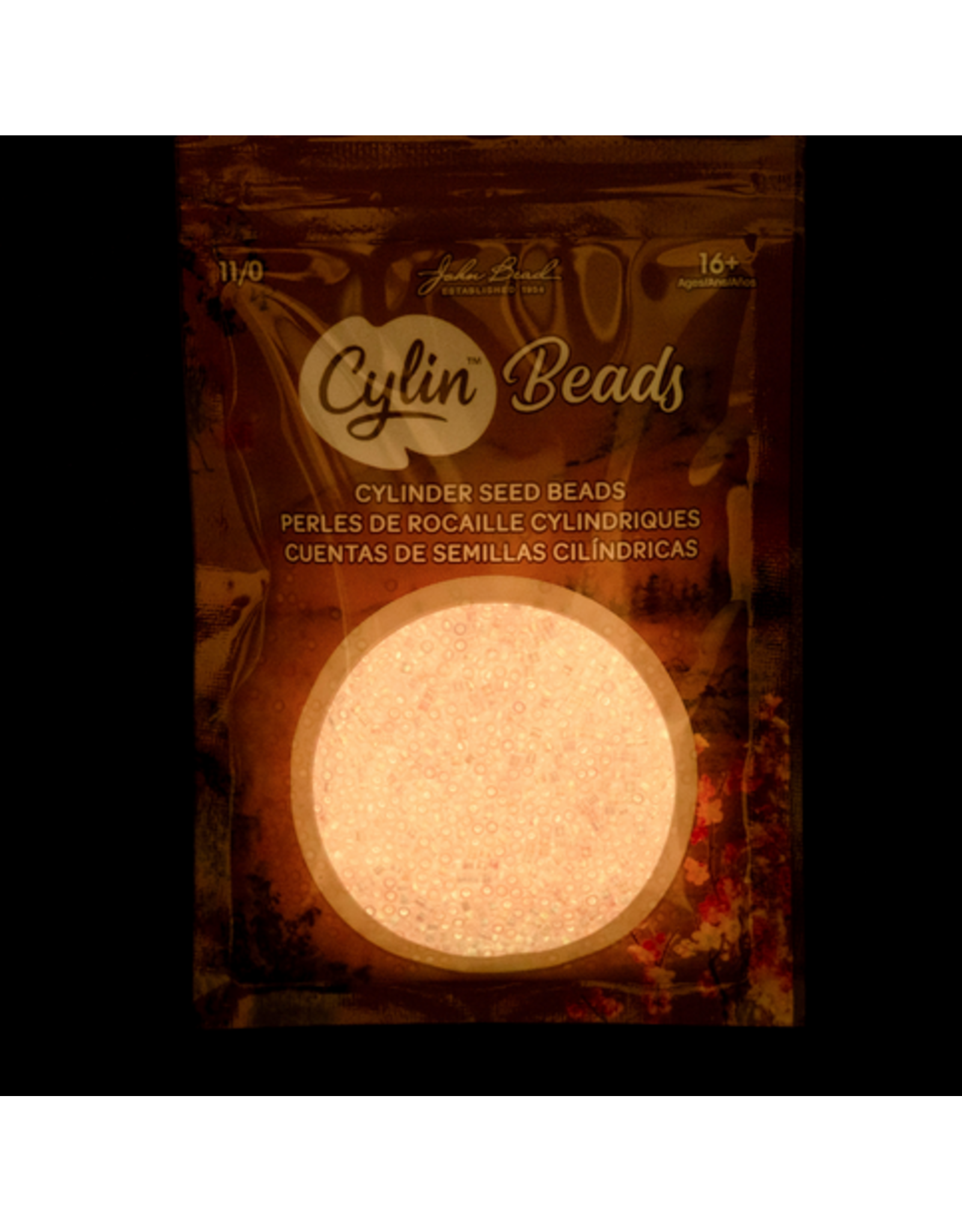 cb1117  11 Cylin Glow In Dark Pink Ab to Peach c/l  12g