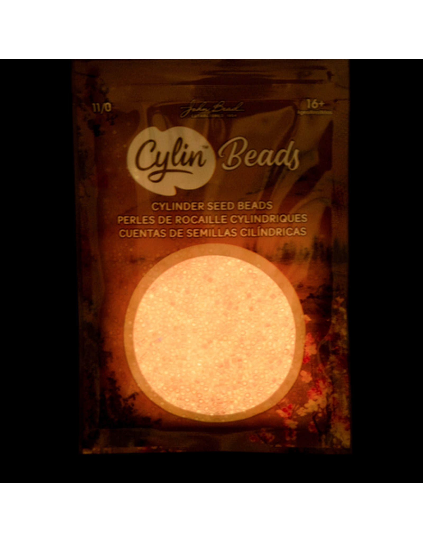 cb1118  11 Cylin Glow In Dark Pink Neon Ab to Peach c/l  12g