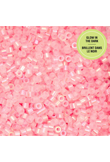 cb1118  11 Cylin Glow In Dark Pink Neon Ab to Peach c/l  12g