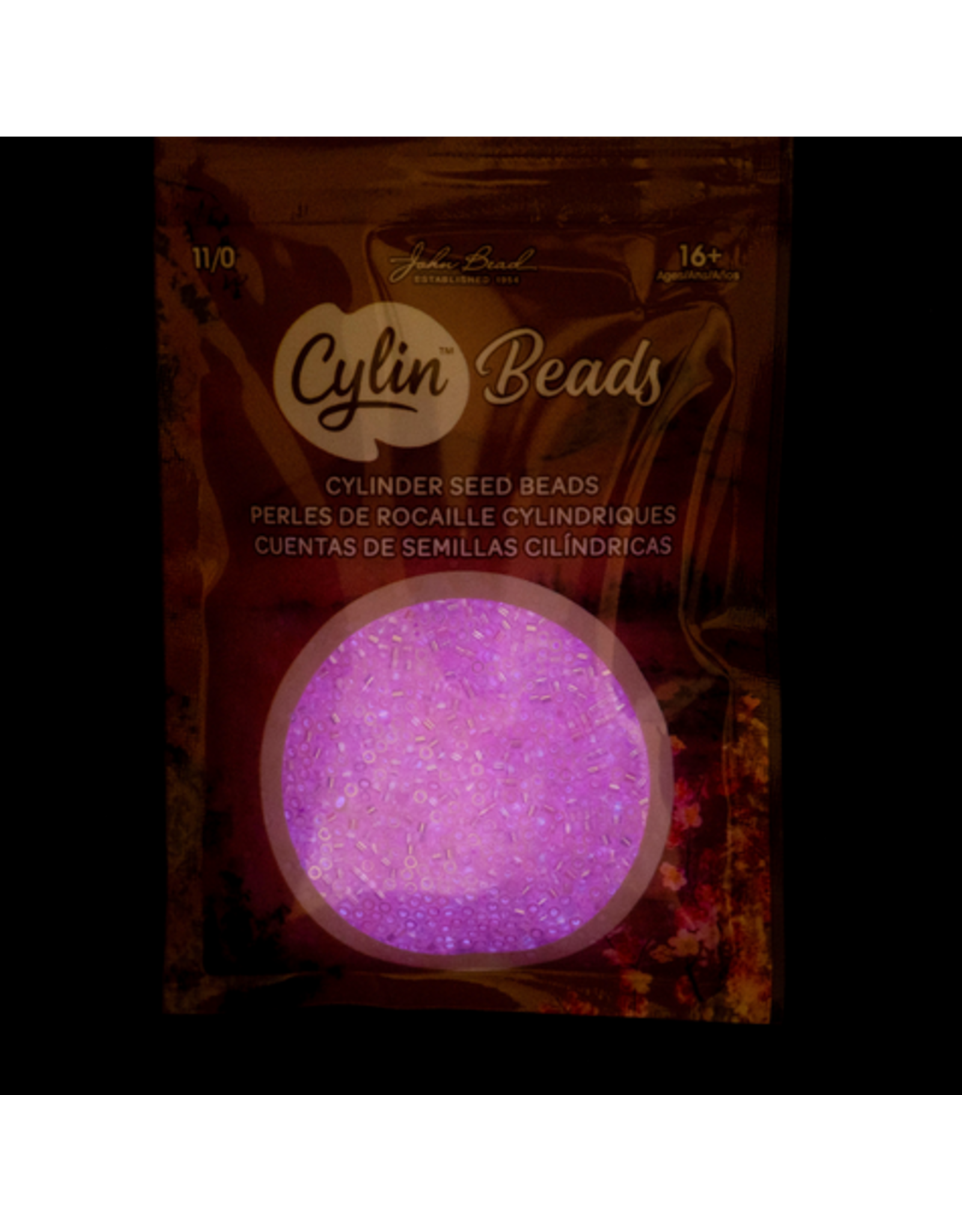 cb1119  11 Cylin Glow In Dark Rose Ab to Peach c/l  12g