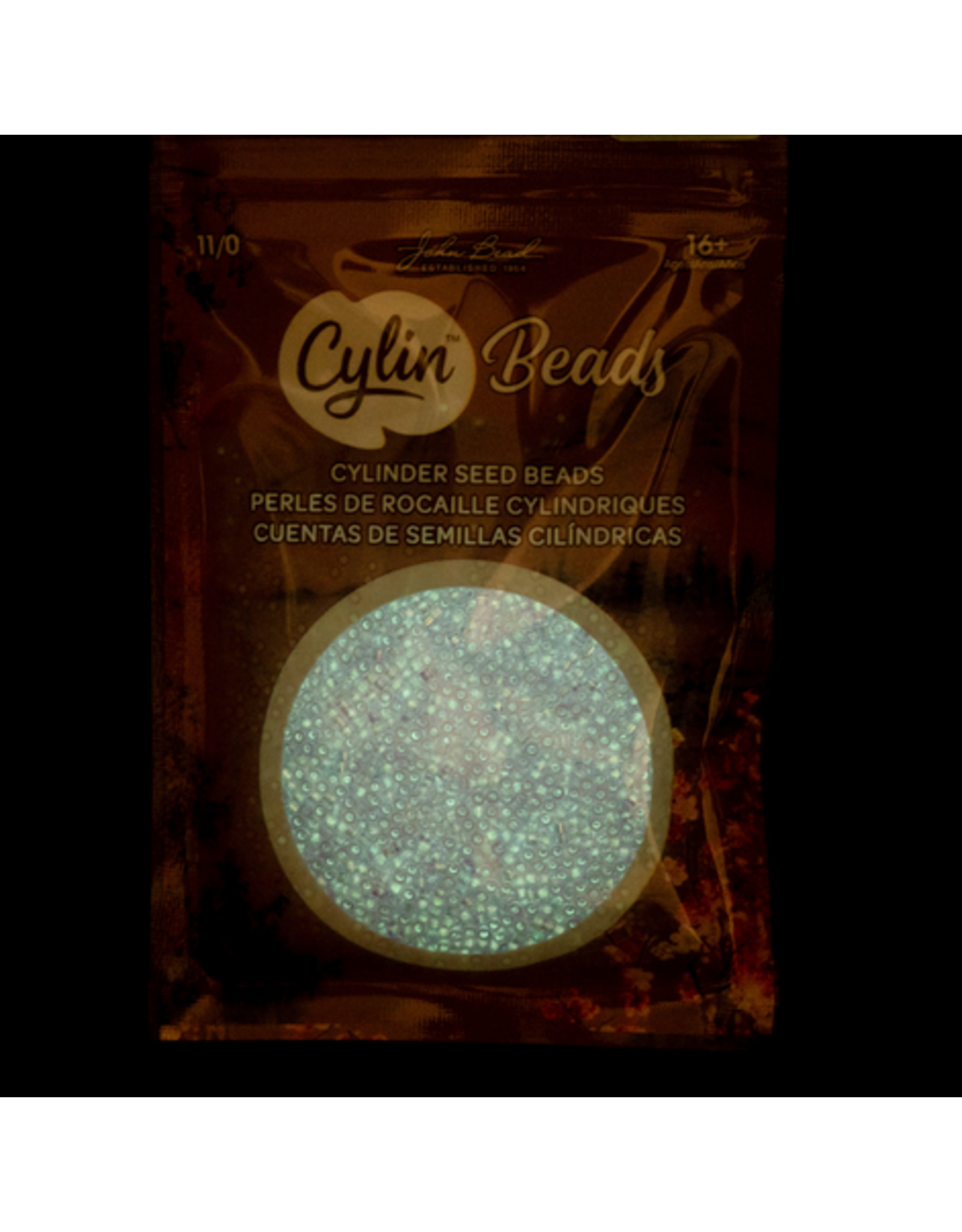 cb1121  11 Cylin Glow In Dark Violet Ab to Green c/l  12g