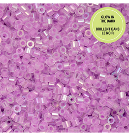 cb1121  11 Cylin Glow In Dark Violet Ab to Green c/l  12g