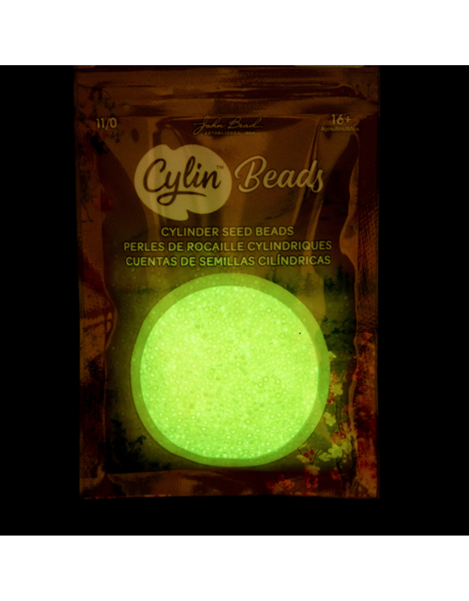cb1122  11 Cylin Glow In Dark Yellow Ab to Yellow c/l  12g