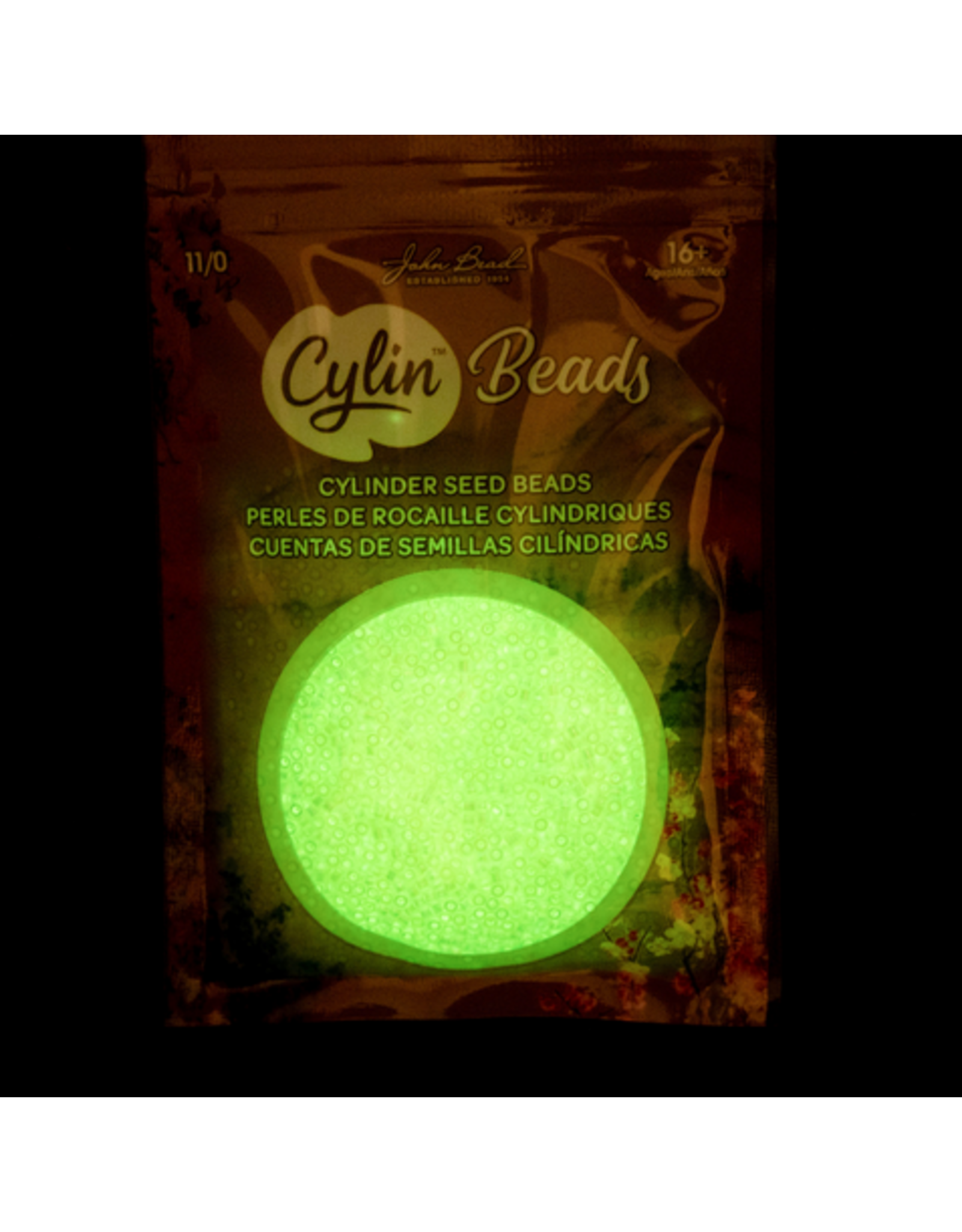 cb1123  11 Cylin Glow In Dark Yellow Ab to Yellow Neon c/l  12g