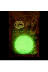 cb1124  11 Cylin Glow In Dark Light Green Ab to  Green c/l  12g