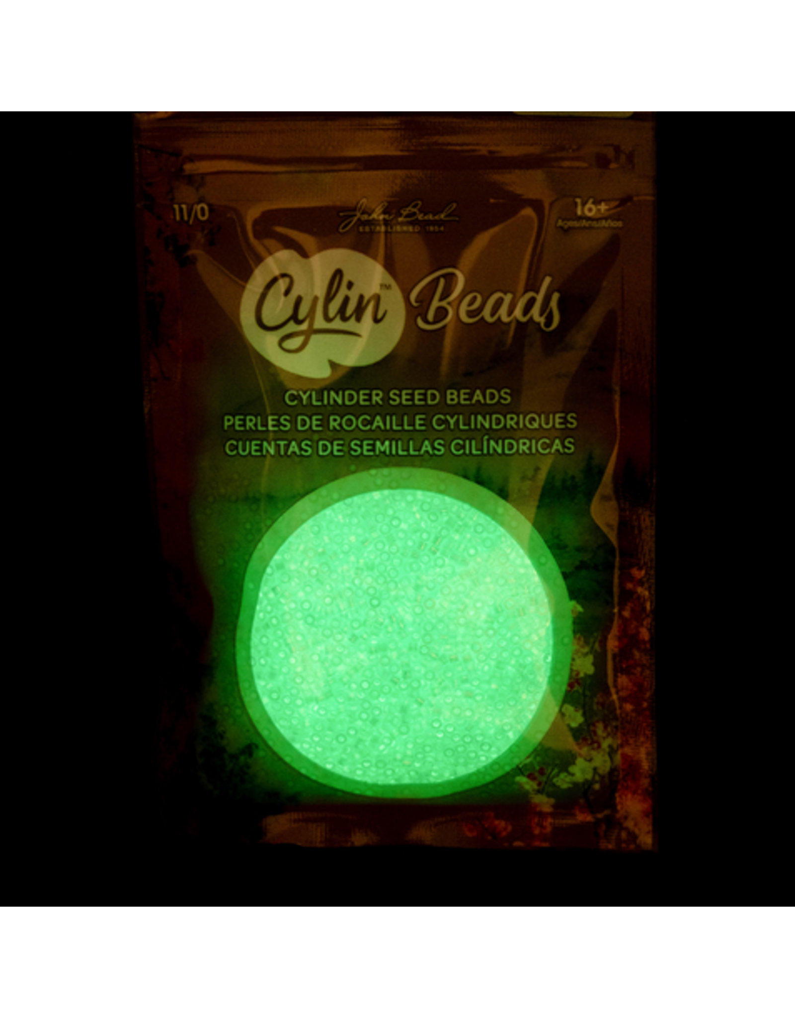 cb1125  11 Cylin Glow In Dark Light Blue Ab to  Green c/l  12g
