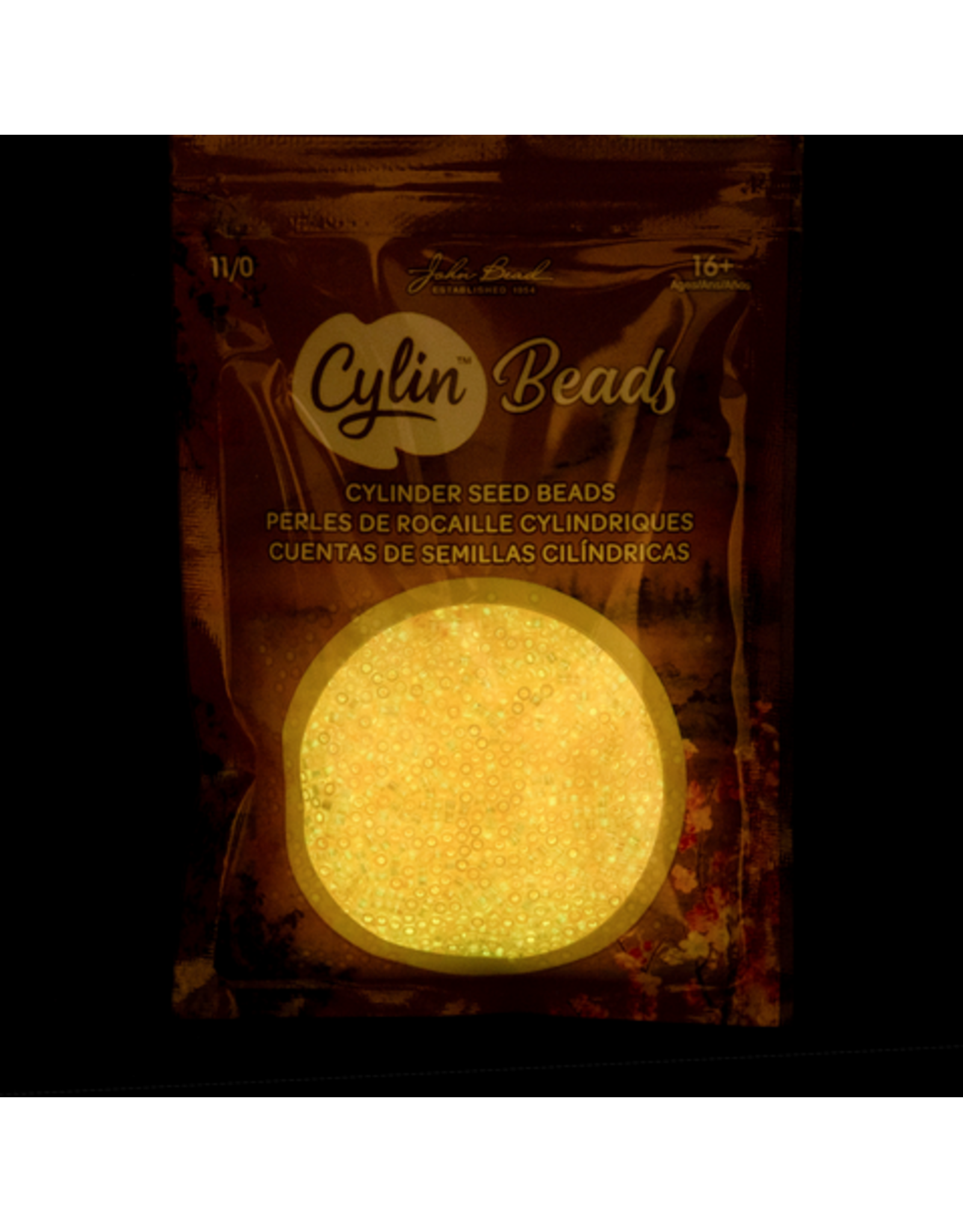 cb1128  11 Cylin Glow In Dark Light Peach Ab to Orange  c/l  12g