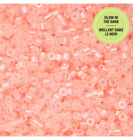 cb1129  11 Cylin Glow In Dark Light Pink Ab to Orange  c/l  12g