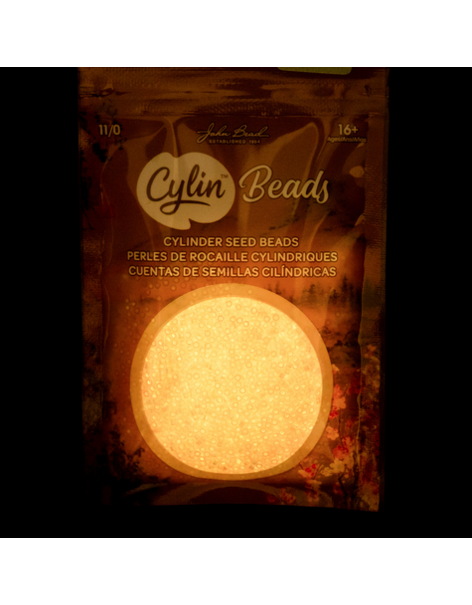 cb1129  11 Cylin Glow In Dark Light Pink Ab to Orange  c/l  12g