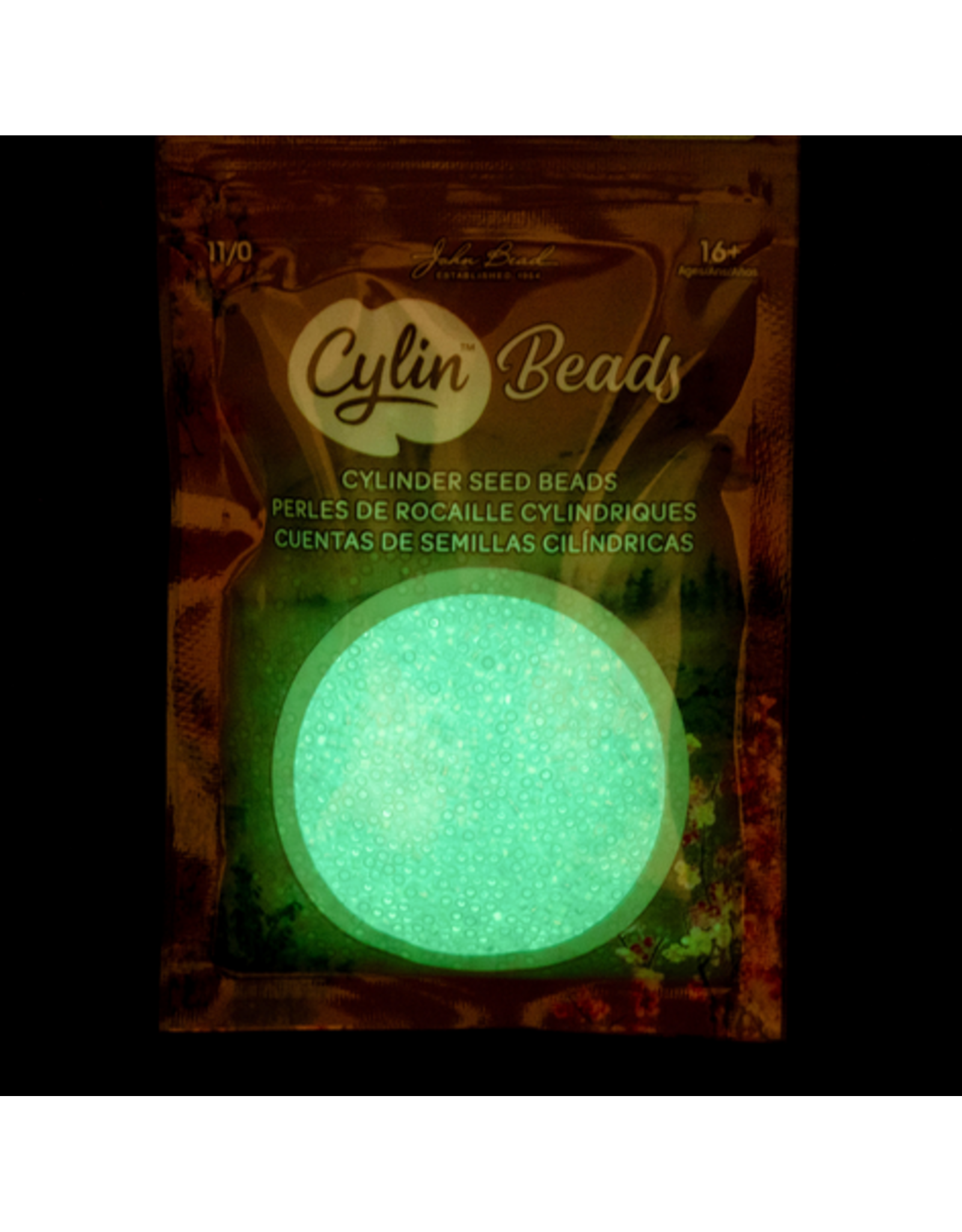 cb1130  11 Cylin Glow In Dark Blue Ab to Green  c/l  12g