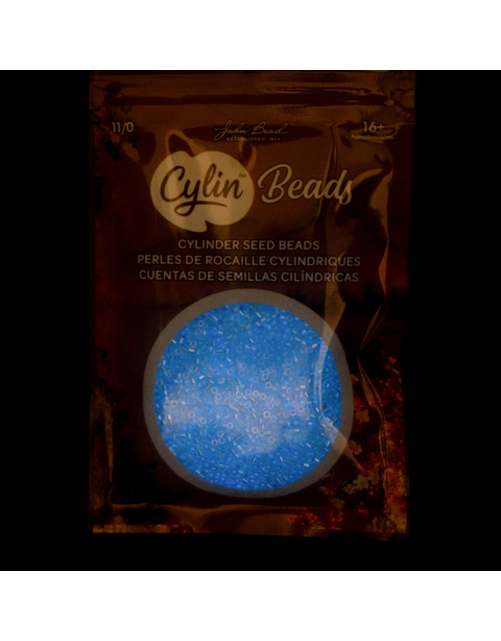 cb1131  11 Cylin Glow In Dark  Light Blue Ab to Blue  c/l  12g
