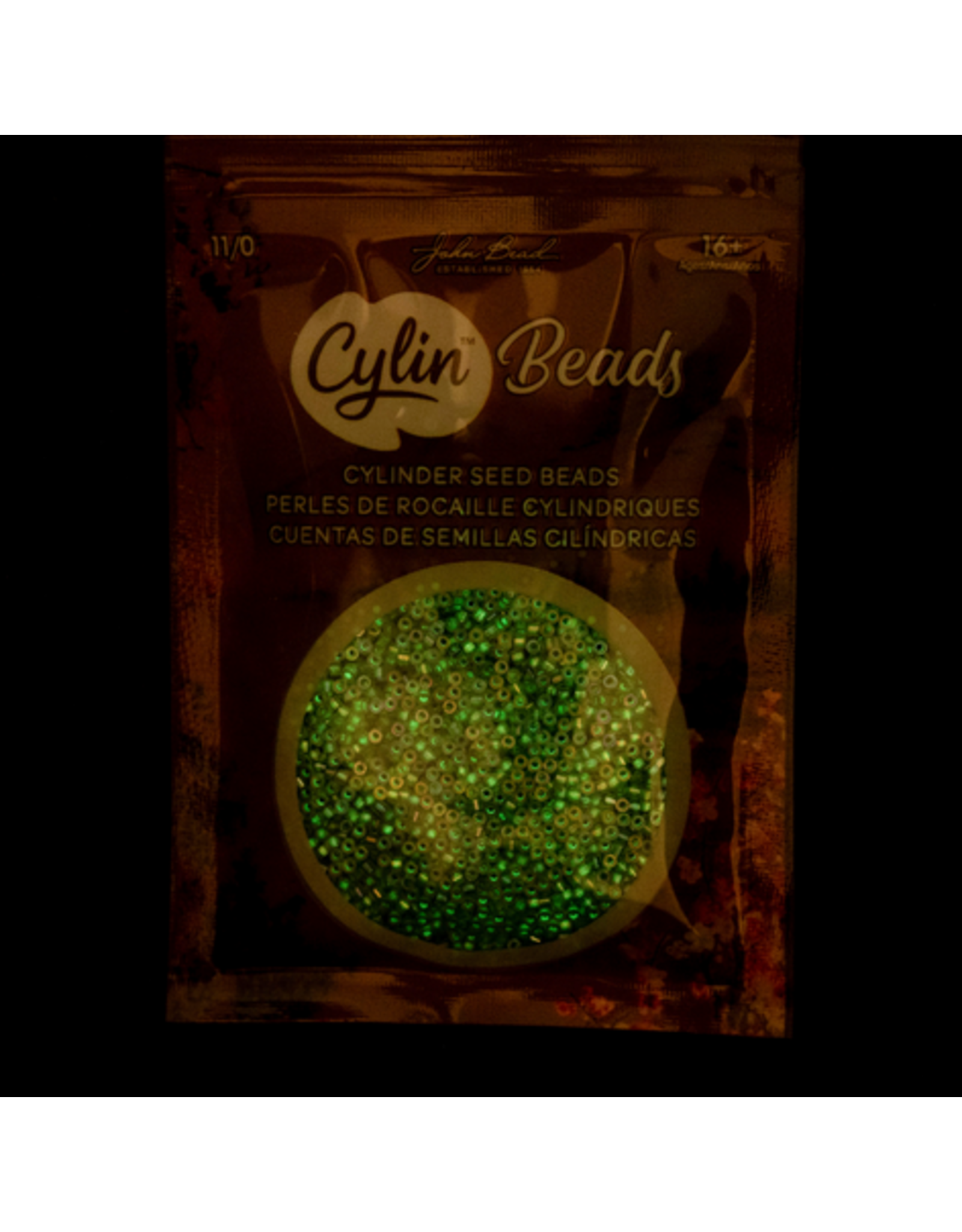 cb1133  11 Cylin Glow In Dark  Grey Ab to Green  c/l  12g