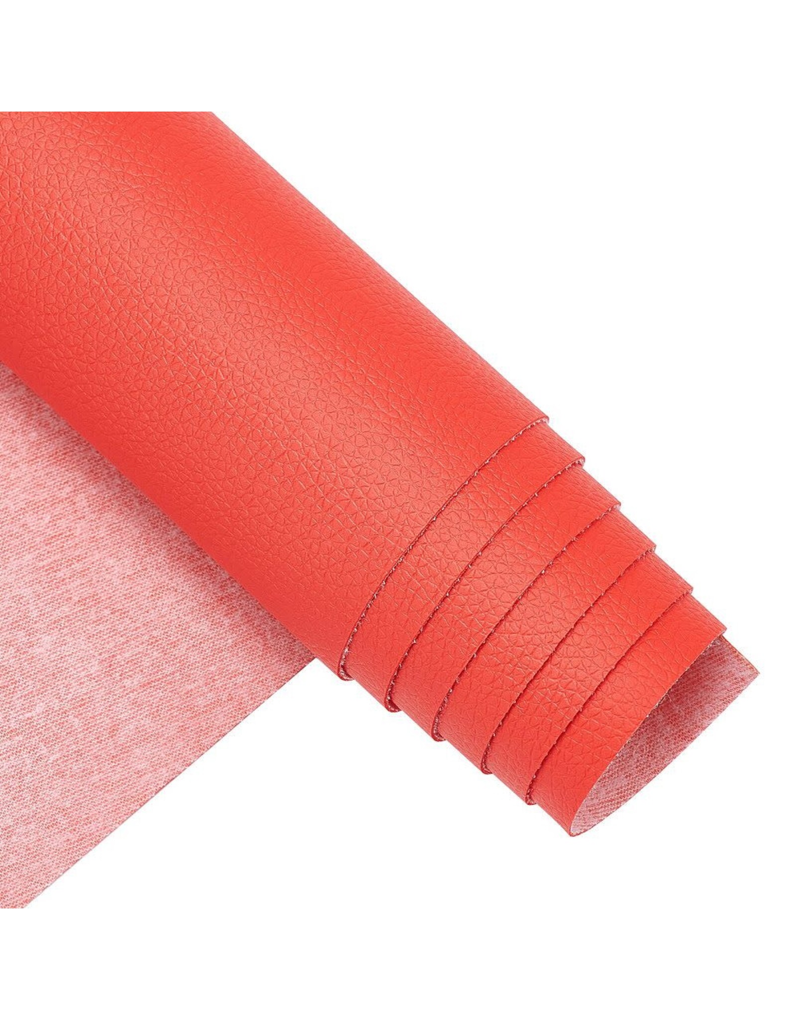 Faux Leather Beading Backing Orange Red   .08mm thick 8x13"