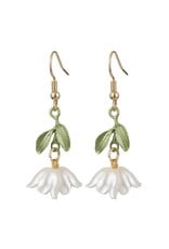 Hook Earring White Bell Flower 45mm   x1 Pair