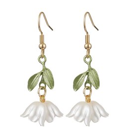 Hook Earring White Bell Flower 45mm   x1 Pair