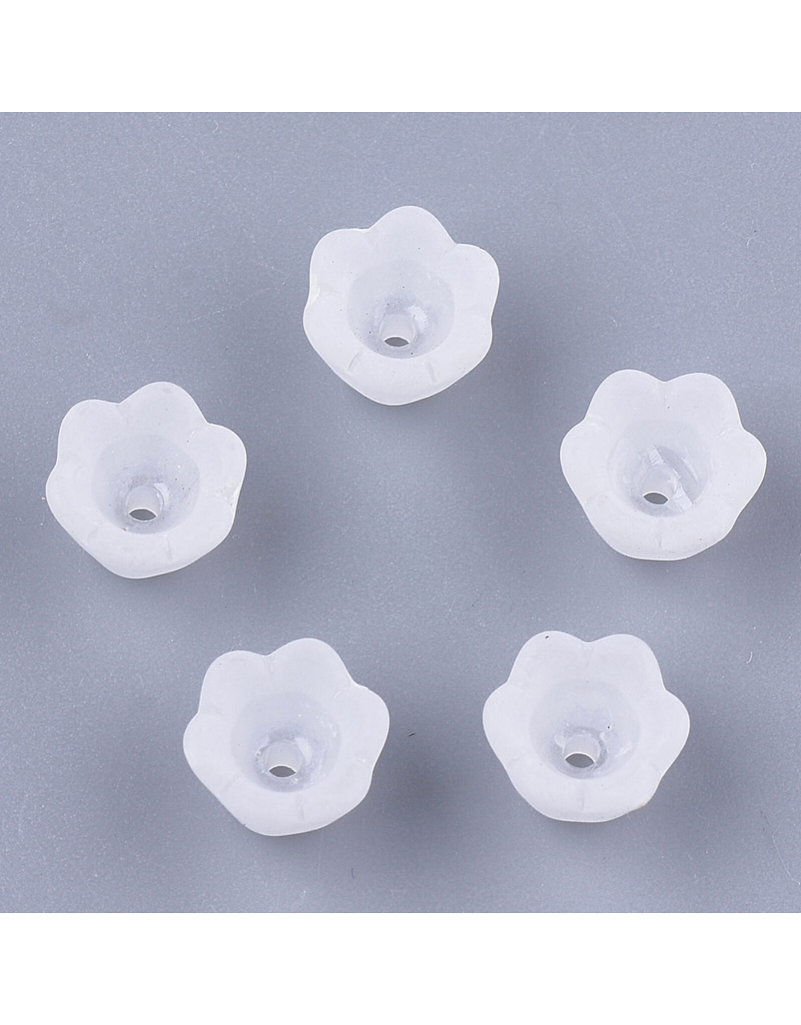 6x9mm Acrylic Bell Flower Cap Clear Matte  x100
