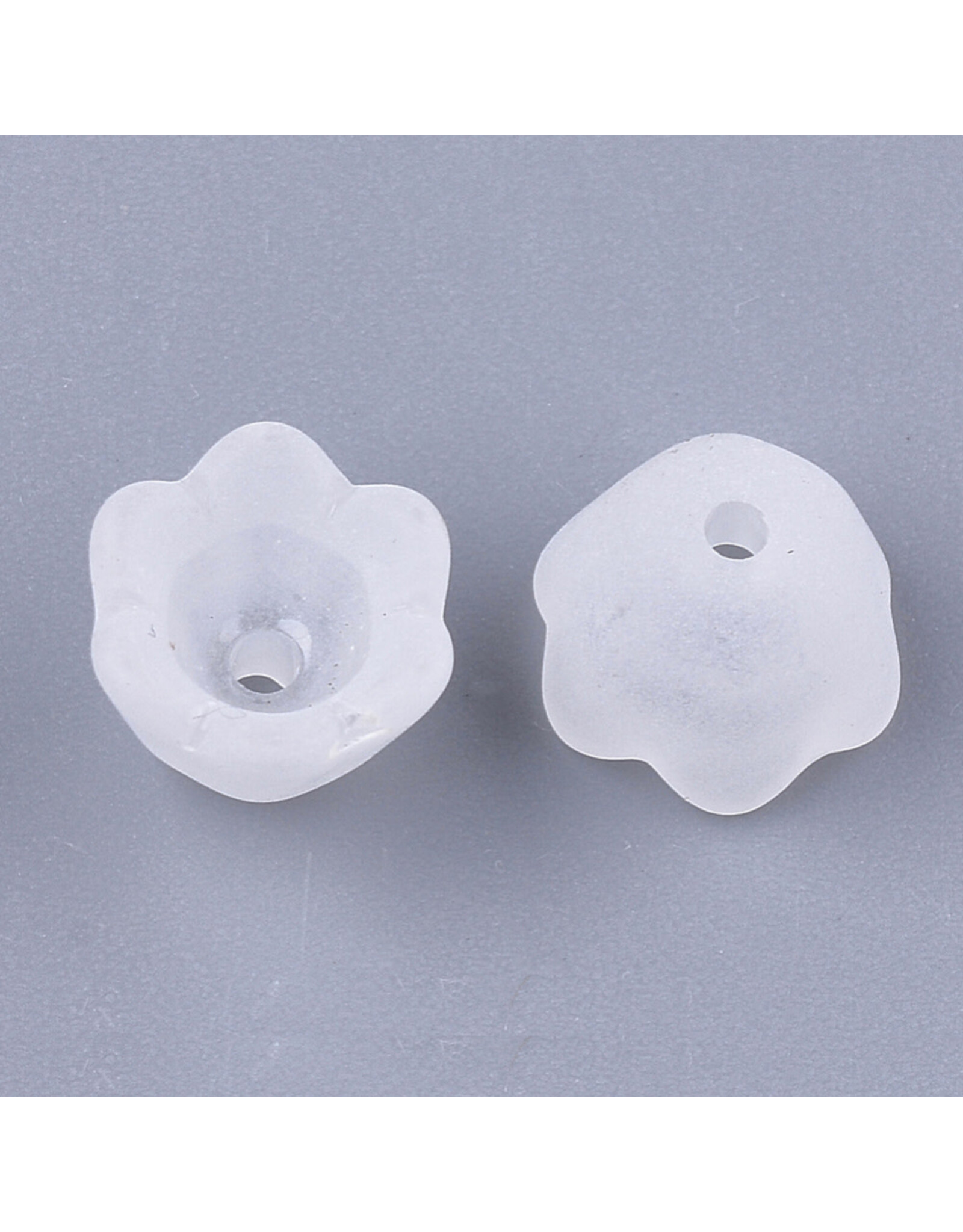 6x9mm Acrylic Bell Flower Cap Clear Matte  x100