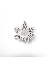 25mm Flower Antique Silver   x2  NF