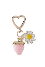 Key Chain Resin Pink Strawberry  3" x1
