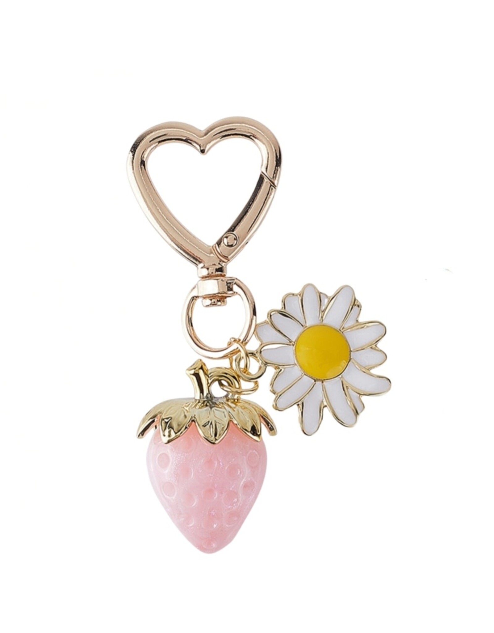Key Chain Resin Pink Strawberry  3" x1