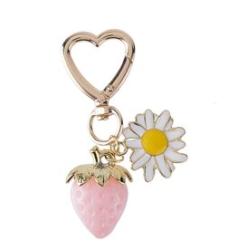 Key Chain Resin Pink Strawberry  3" x1