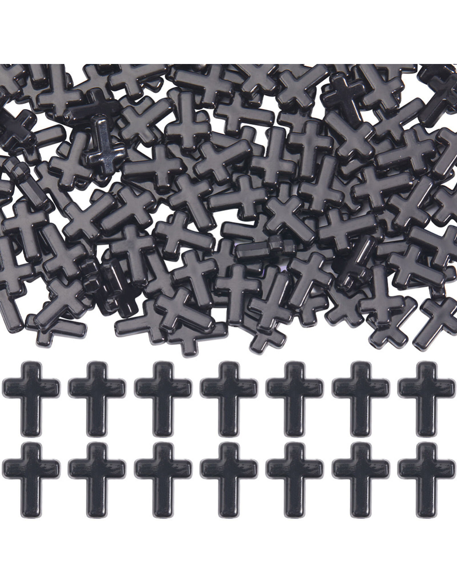 16x12mm Acrylic Cross Black  x100