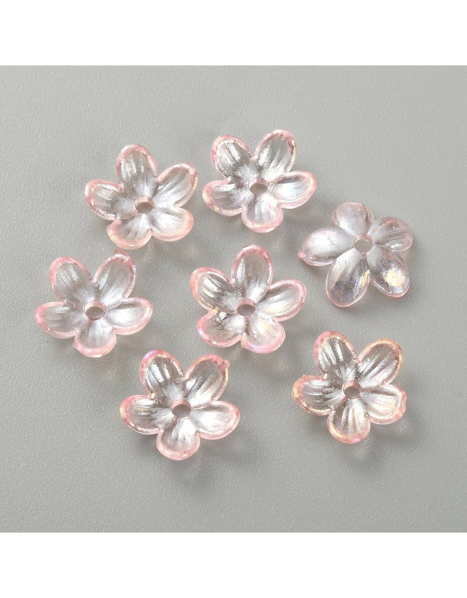 11mm Acrylic  Flower Transparent Pink   x20