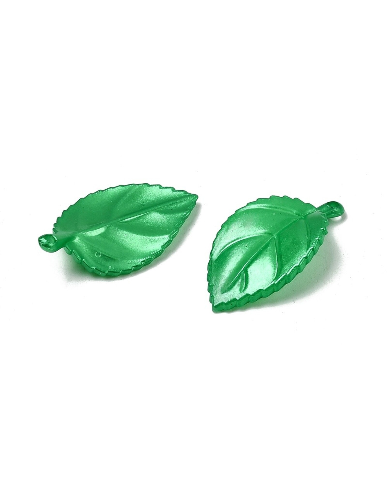 31x18mm Acrylic Leaf Shiny Green   x30