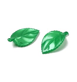 31x18mm Acrylic Leaf Shiny Green   x30
