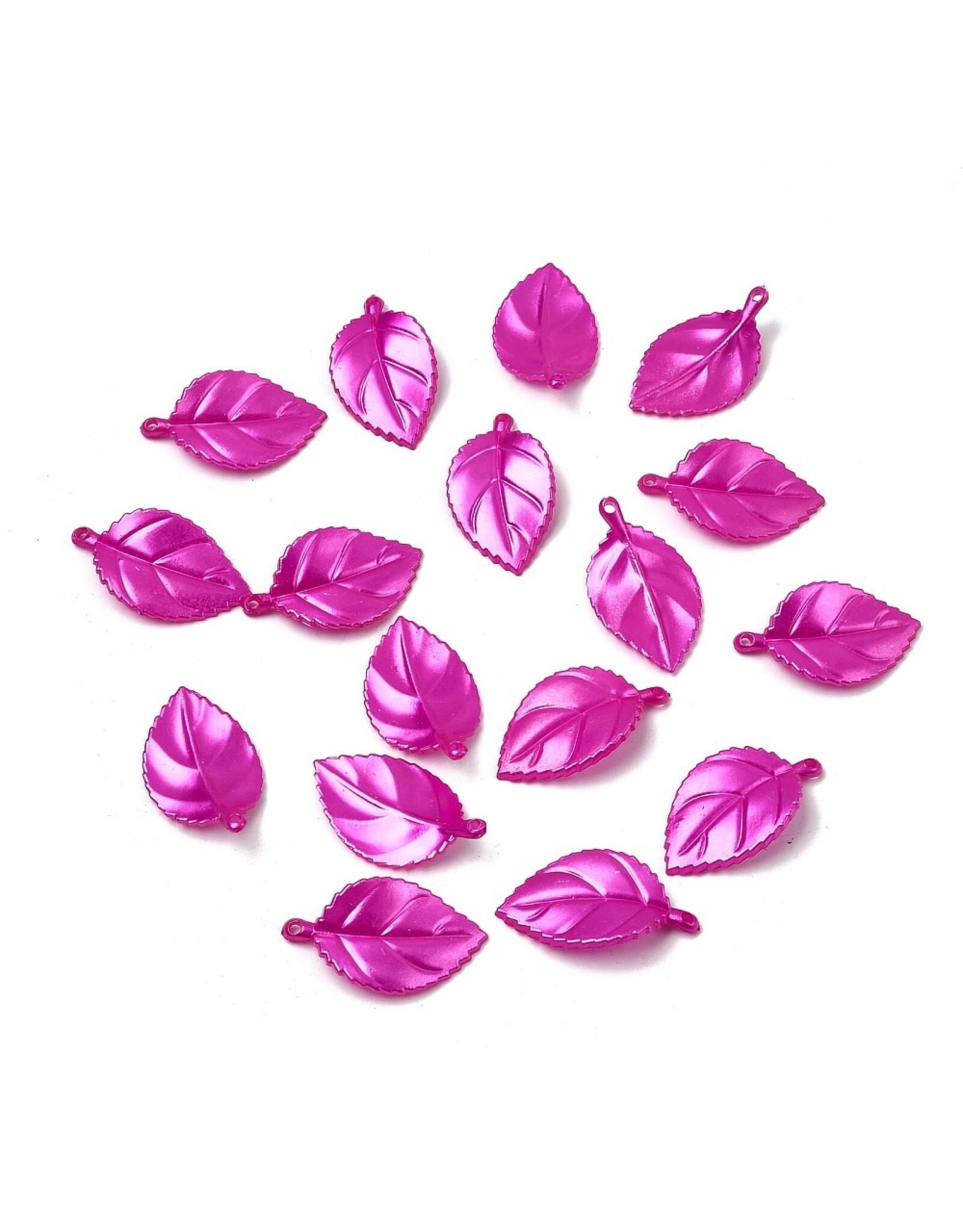 31x18mm Acrylic Leaf Shiny Pink   x30