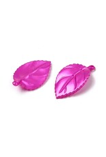 31x18mm Acrylic Leaf Shiny Pink   x30