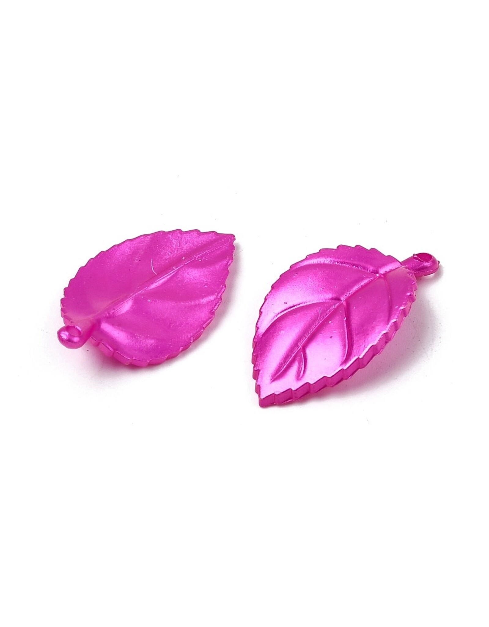31x18mm Acrylic Leaf Shiny Pink   x30