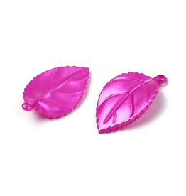 31x18mm Acrylic Leaf Shiny Pink   x30
