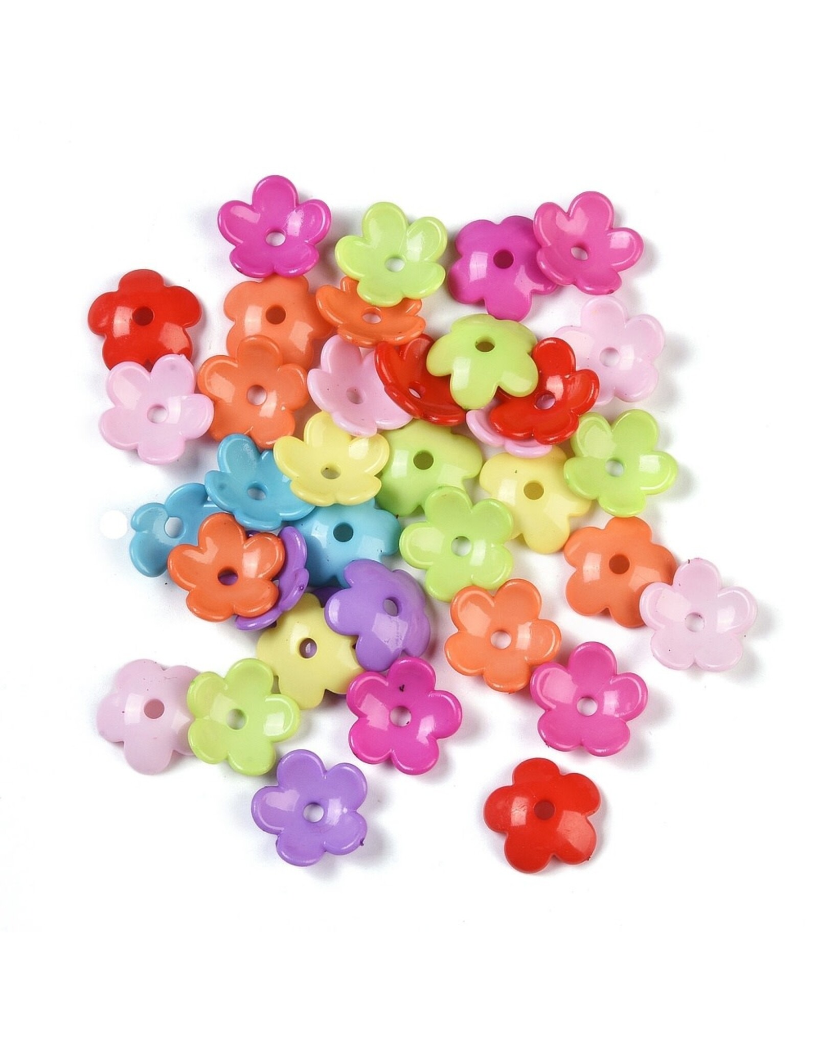 18mm Acrylic Flower Opaque Assorted Colours  x50
