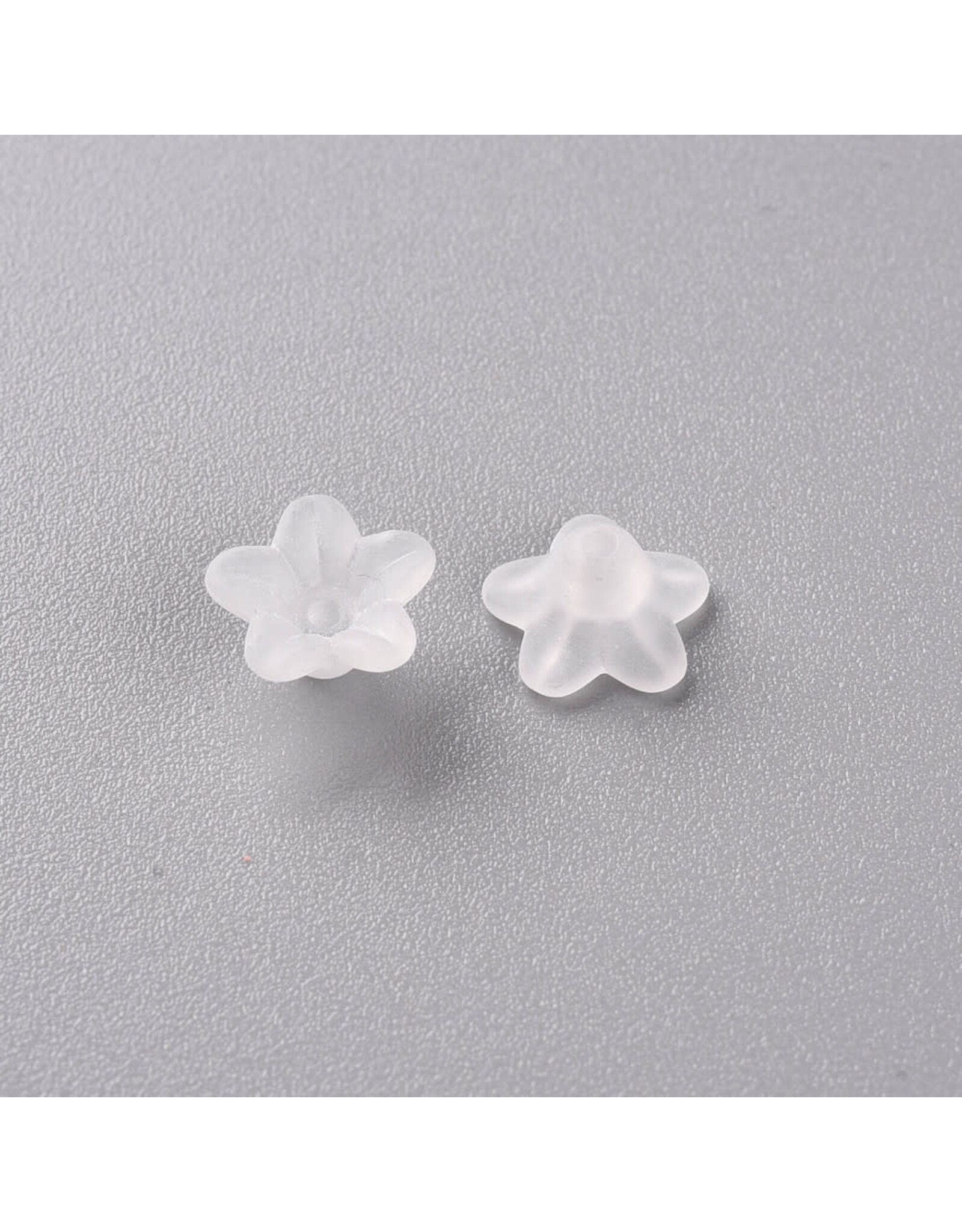 10x5mm Acrylic 5 Petal Flower  Clear Matte  x100