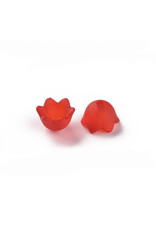 6x9mm Acrylic Bell Flower Cap Red Matte  x100